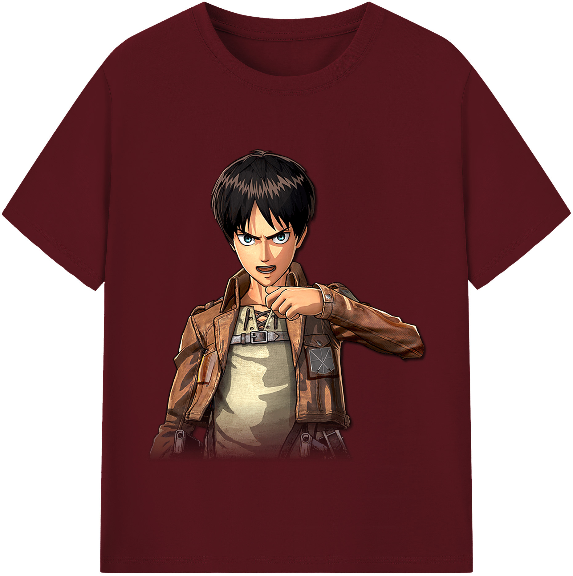 （画像用） 進撃の巨人 エレン･イェーガー Attack on Titan Eren Jäger 綿100％半袖Tシャツ（フロントプリント）